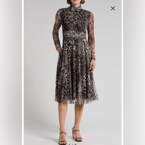 Eliza J Leopard Print Long Sleeve Dress size 14 new with tag